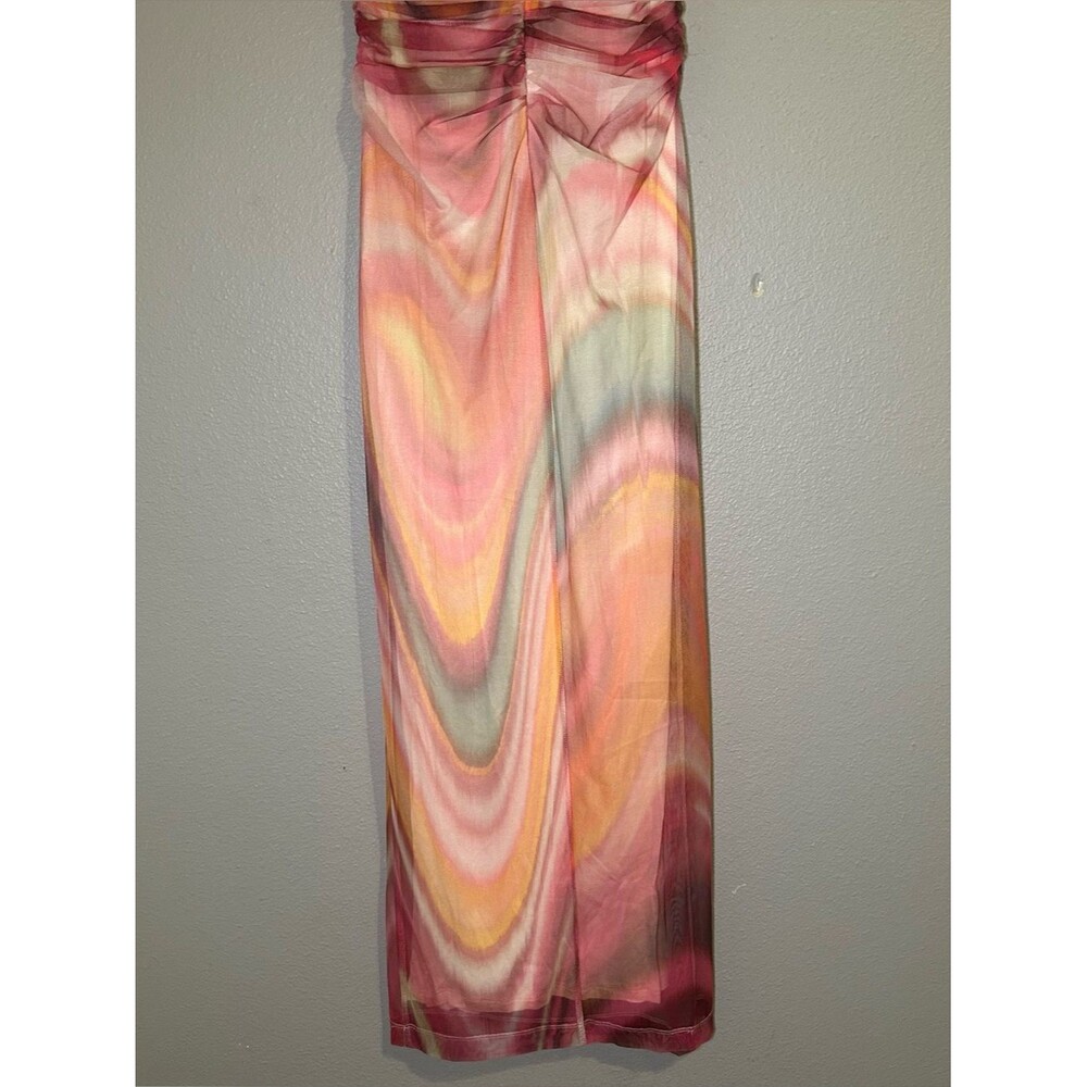 Amanda Uprichard Dominique Abstract Print Mesh Ruched Midi Dress Women’s Size XS - Picture 9 of 11
